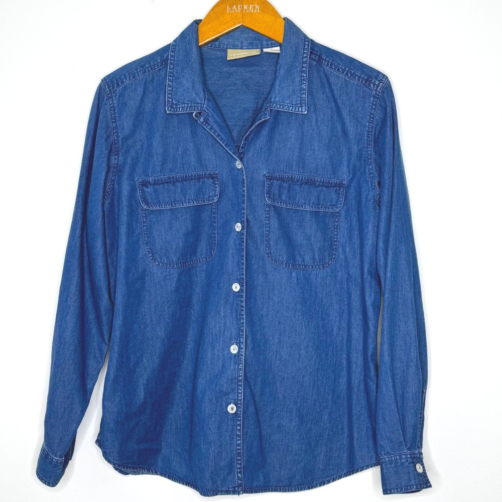 Vintage Liz Claiborne Chambray Shirt Womens Medium‎